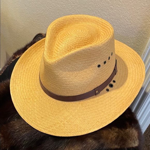 Colonel Littleton Other - Colonel Littleton Men's Tan Panama Hat with Brown Band